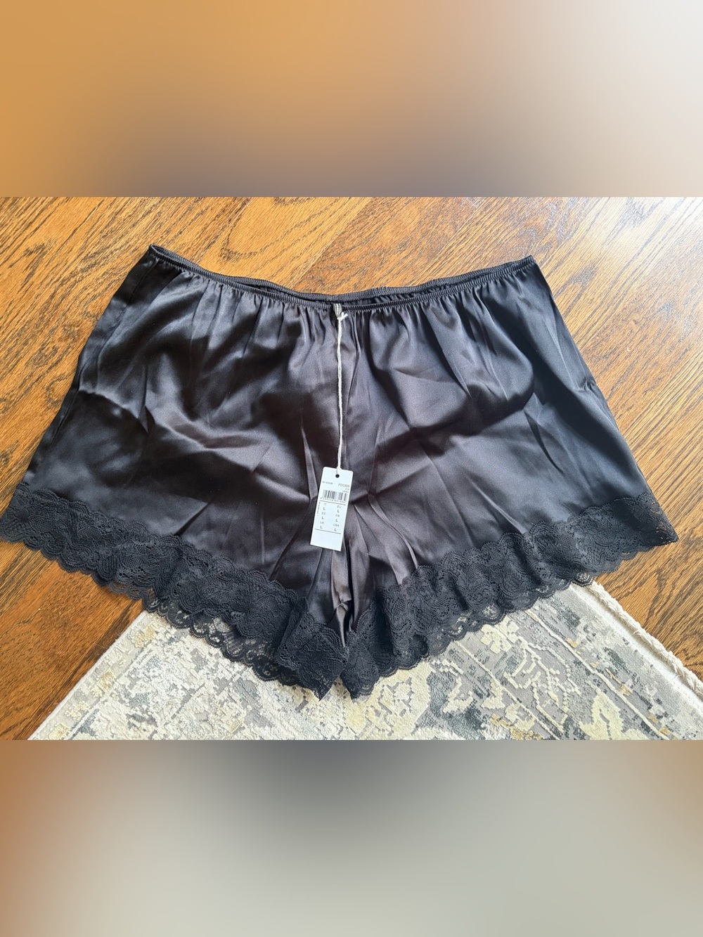 intimissimi Black Satin Lace-Trim Sleep Shorts